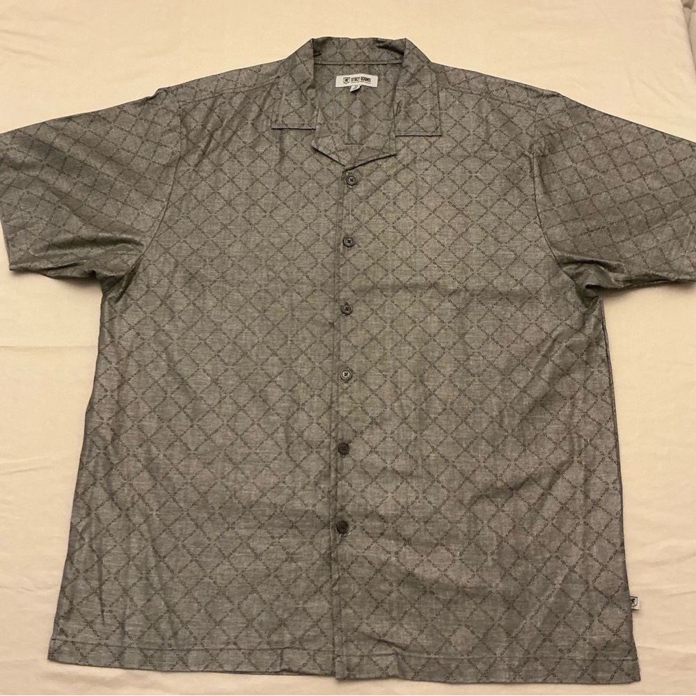 Stacy Adams Short Sleeve Shirt Size 3xl Tan And Brown